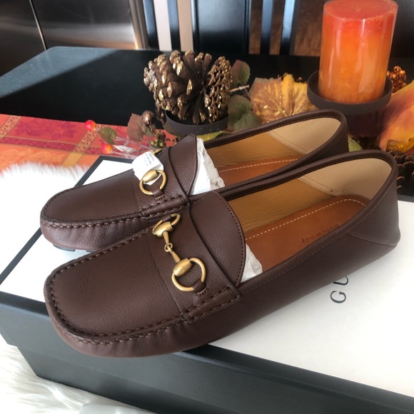 Men’s Gucci Hebron Brown Leather Horsebit Drivers/Loafer size 7 - Picture 2 of 10